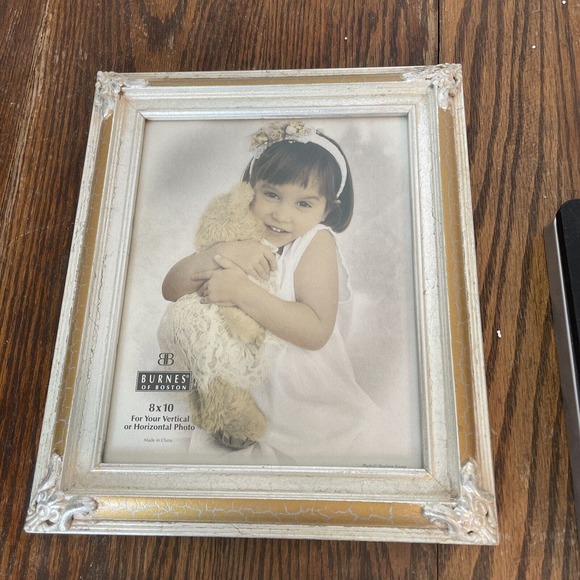 Burnes Of Boston 8x10” Ornate Photo Frame Gold Silver Antiqued Crackled Finish - Picture 1 of 6